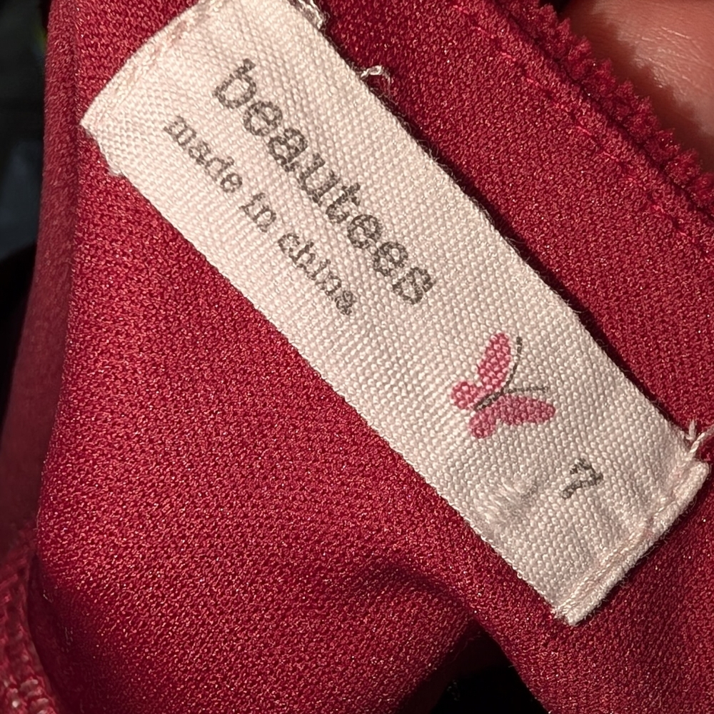 beautees Burgundy Stretchy Corduroy Dress -Sz 7 - Picture 4 of 4
